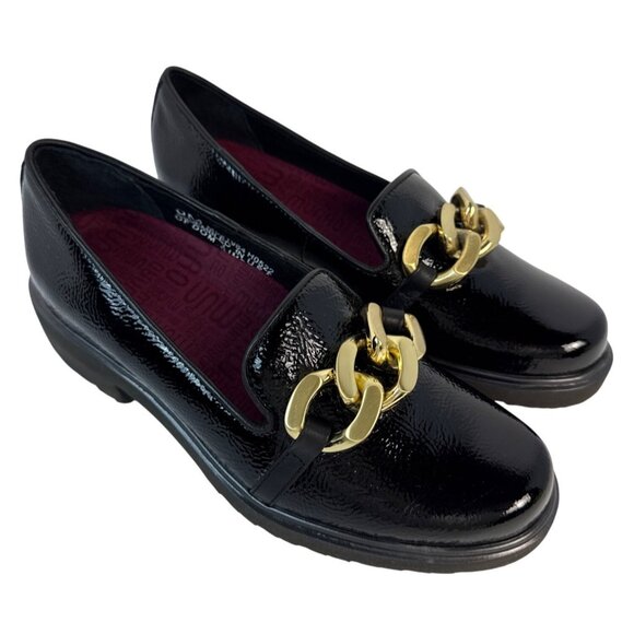 Munro Women's Viv Black Patent Leather Gold Accent Platform Loafer Size 5 M - Picture 2 of 11